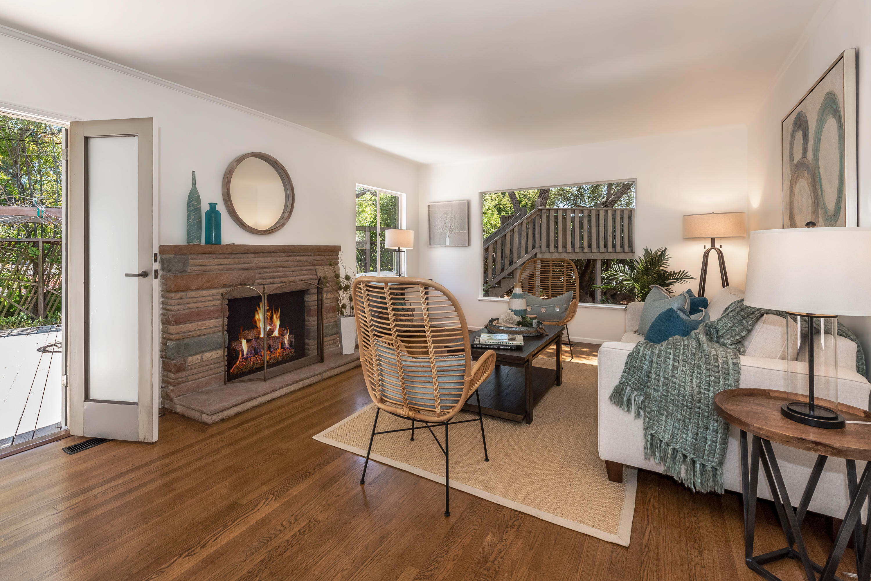 557 Scenic Drive Santa Barbara, CA 93103 - Photo 7 of 21 Living Room with Fireplace
