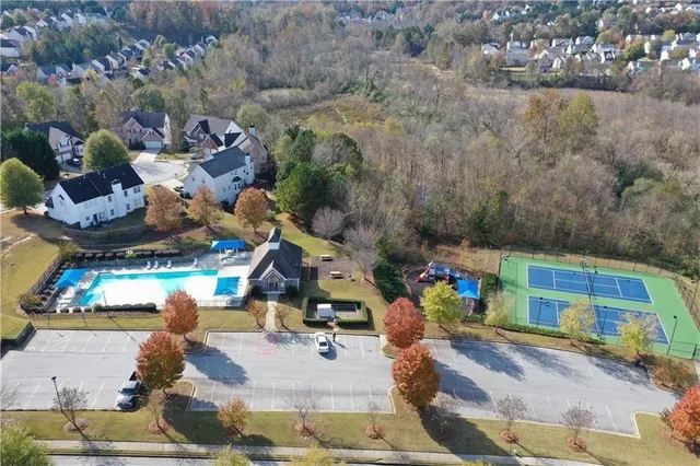 a view of aerial view of a swimming pool