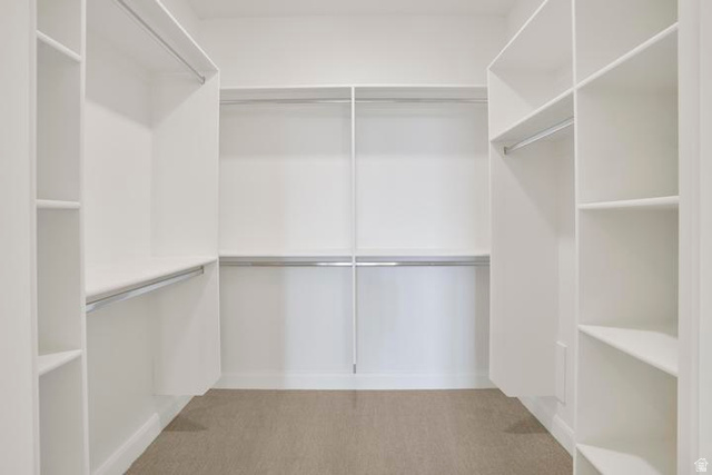 990 Manen Street Washington, UT 84780 - Photo 24 of 43 Walk-in closet featuring white built-in shelving, multiple hanging rods, and carpeting