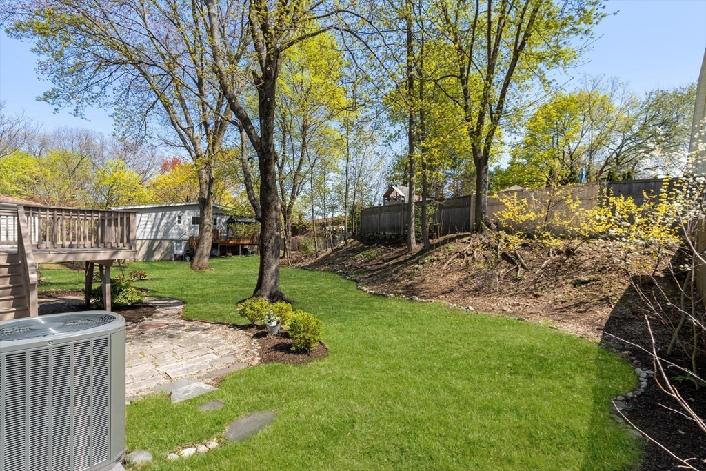14 Fuller Avenue Newton, MA 02465 - Photo 25 of 27 a view of a backyard with couches plants and large trees