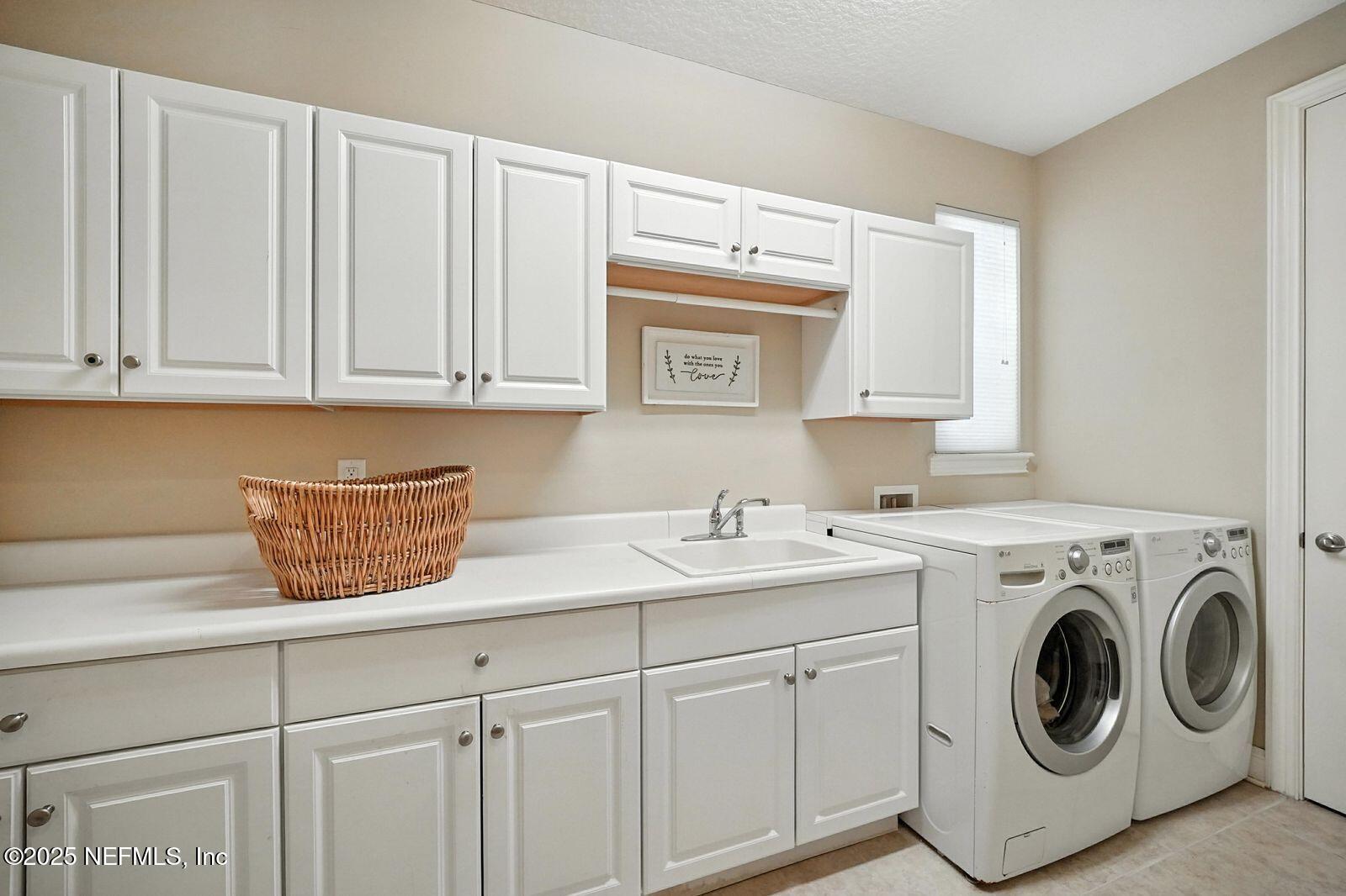 524 Sebastian Square St. Augustine, FL 32095 - Photo 21 of 32 a kitchen with a sink cabinets and washer