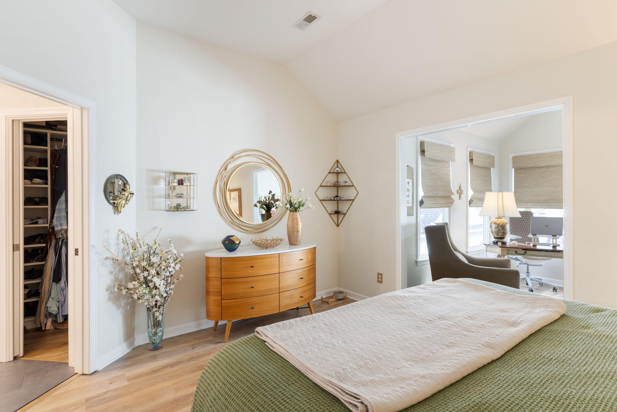 226 Pearl Street Franklin, TN 37064 - Photo 46 of 63 a bedroom with a bed a mirror and dresser