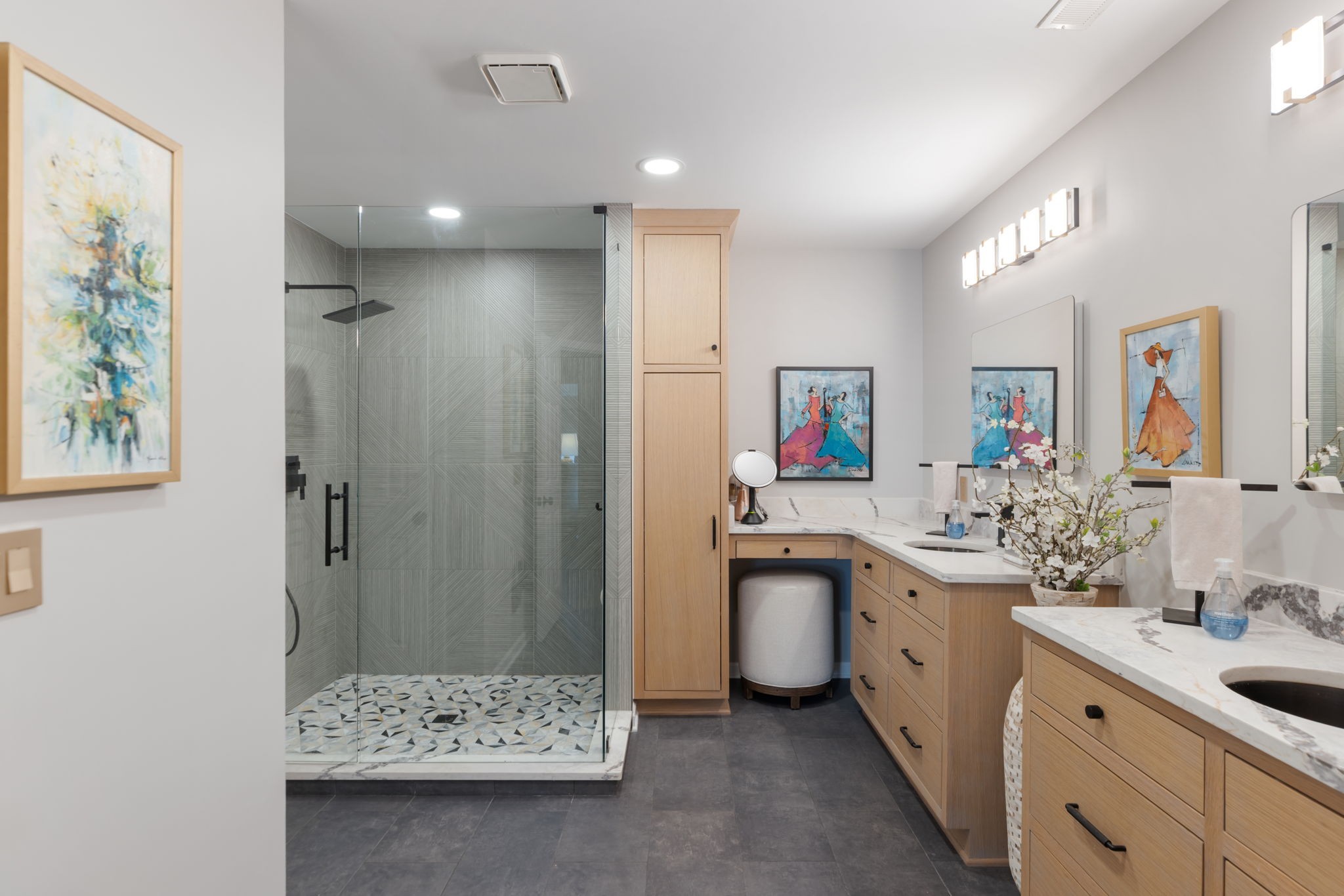 226 Pearl Street Franklin, TN 37064 - Photo 49 of 63 a bathroom with a double vanity sink mirror and shower