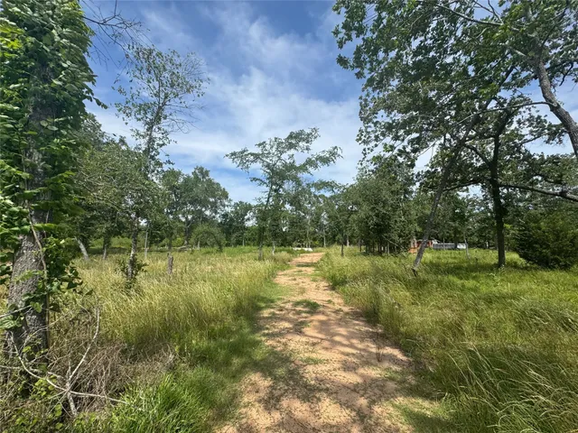 a view of a lake with a yard