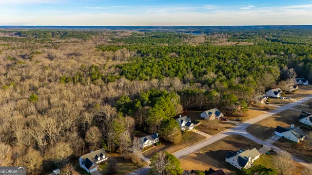 an aerial view of residential houses with outdoor and green space