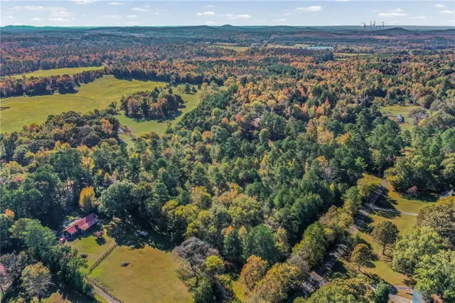 a view of a house with a lush green forest