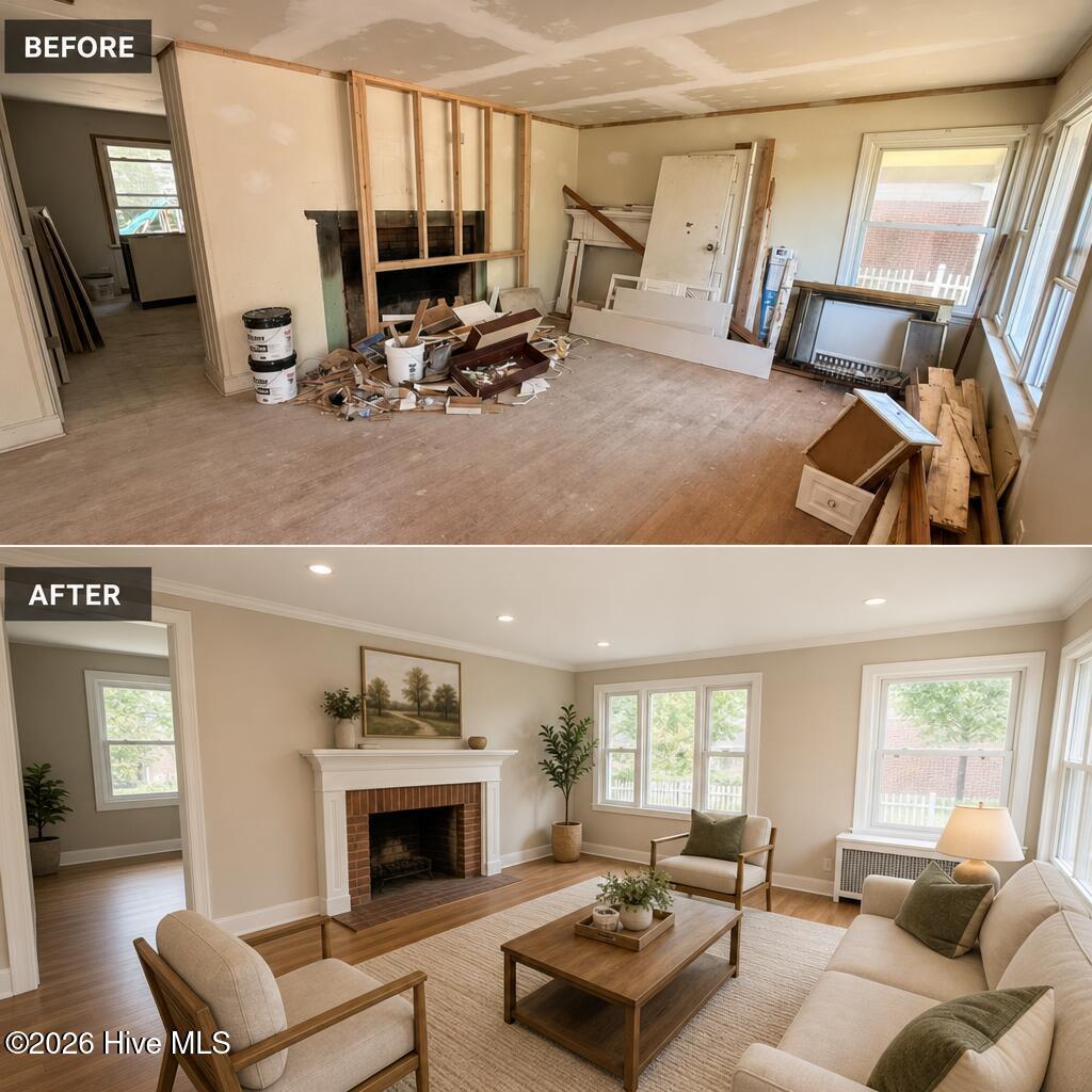 408 State Street Williamston, NC 27892 - Photo 3 of 9 Top is current condition and bottom is Ai generarted