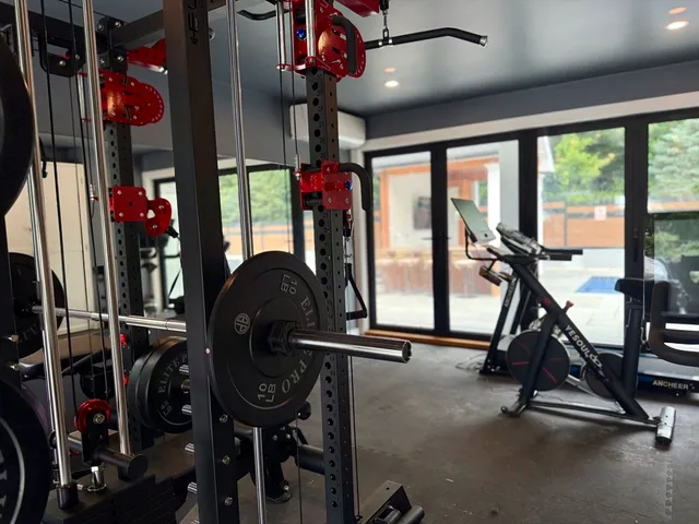 a view of a room with gym equipment