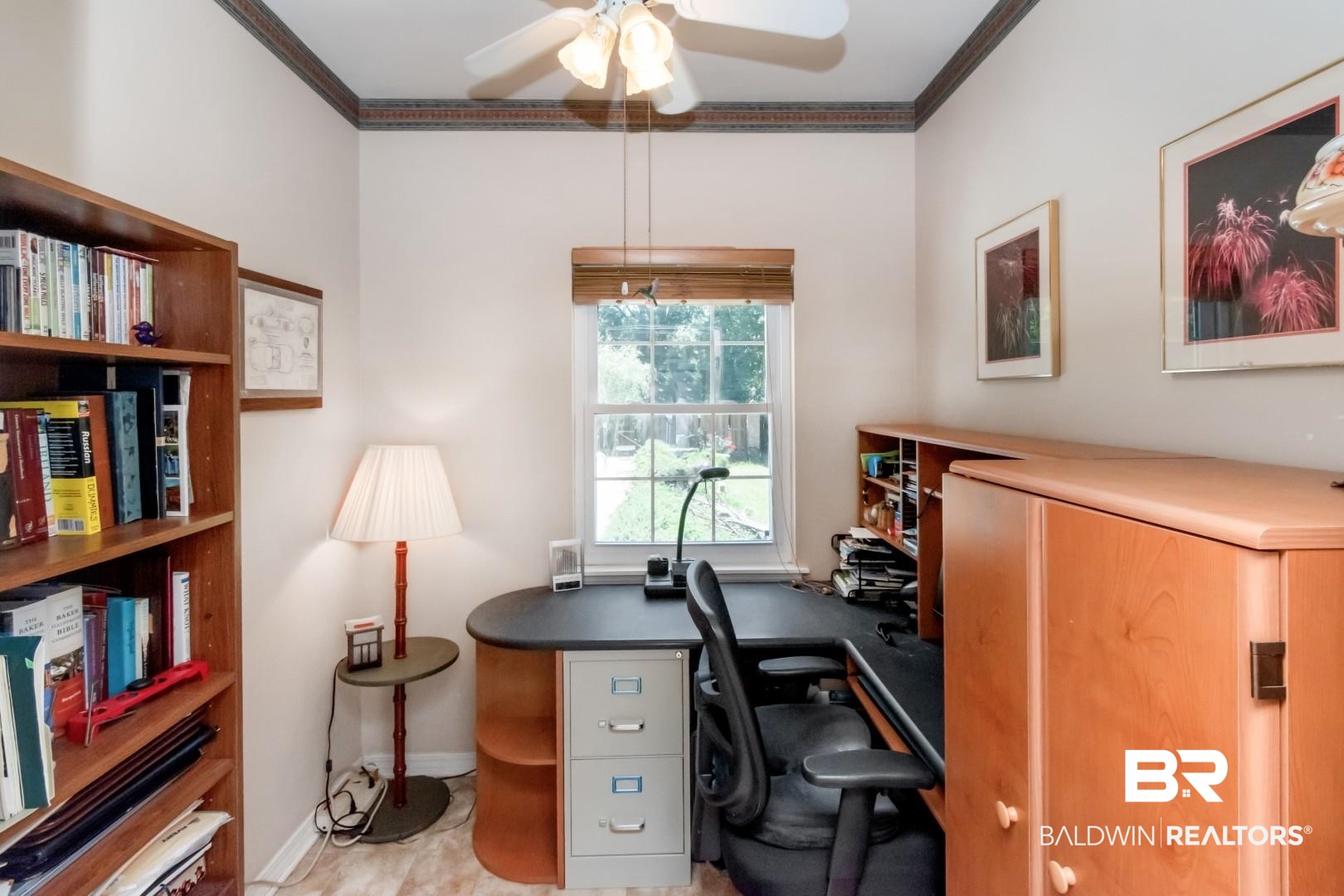 8220 Fordham Road Mobile, AL 36619 - Photo 25 of 41 Office space with crown molding, baseboards, and ceiling fan