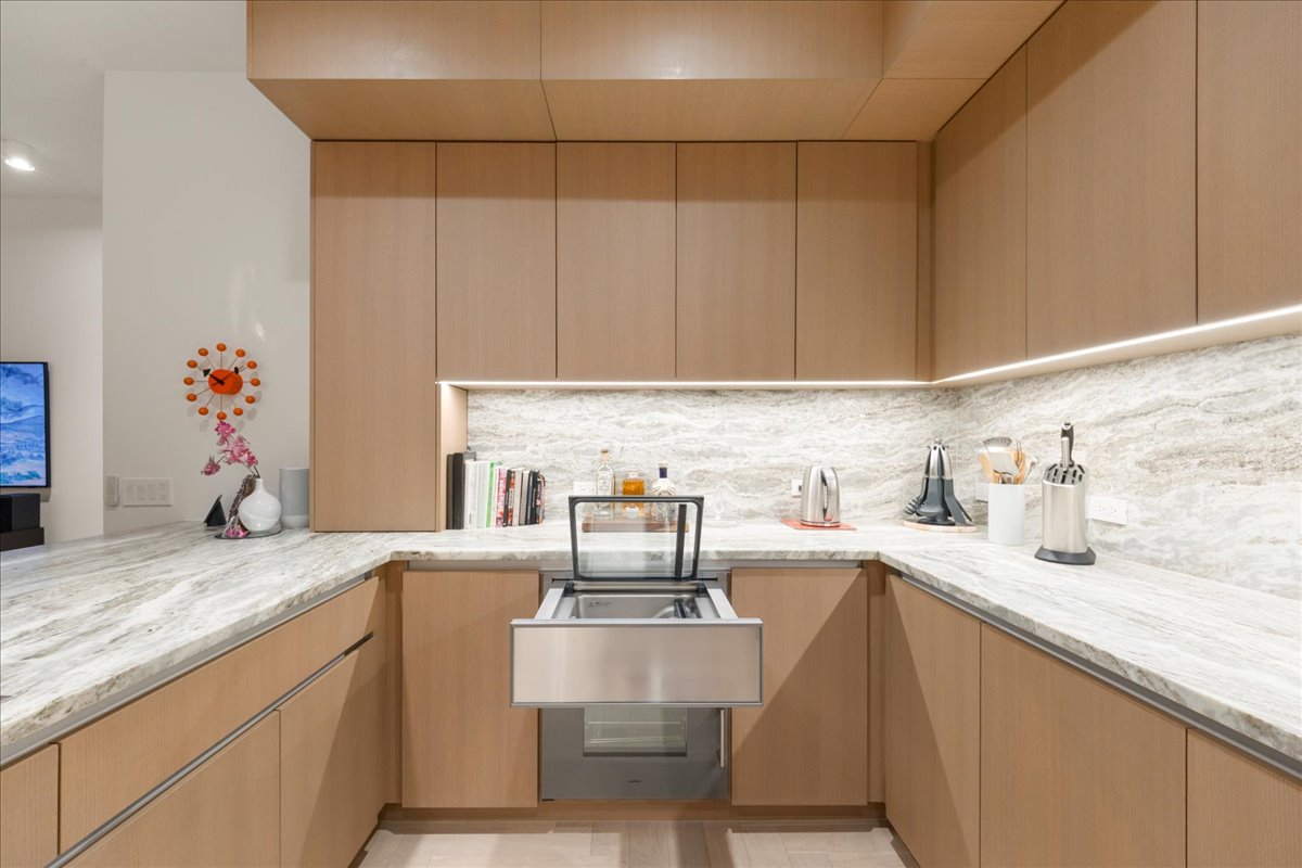 313 West 17th Street, Unit 1104 Austin, TX 78701 - Photo 12 of 40 Built-in Gaggenau Vacuum Sealer reflects the home’s chef-forward layout and refined Rhode Partners design.
