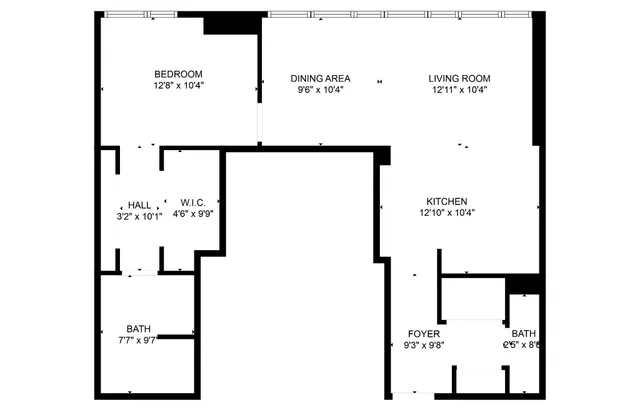 a living room with large window