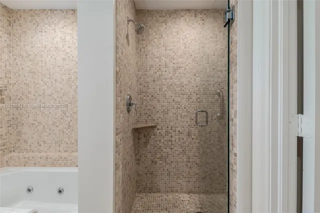 a bathroom with a bathtub