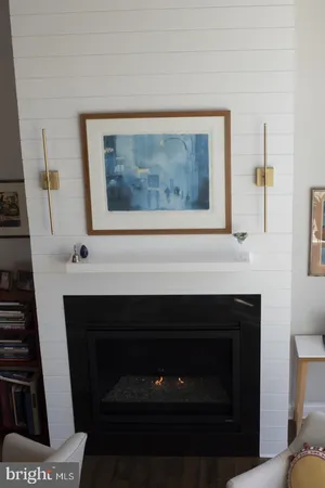 a close view of a fireplace in a room