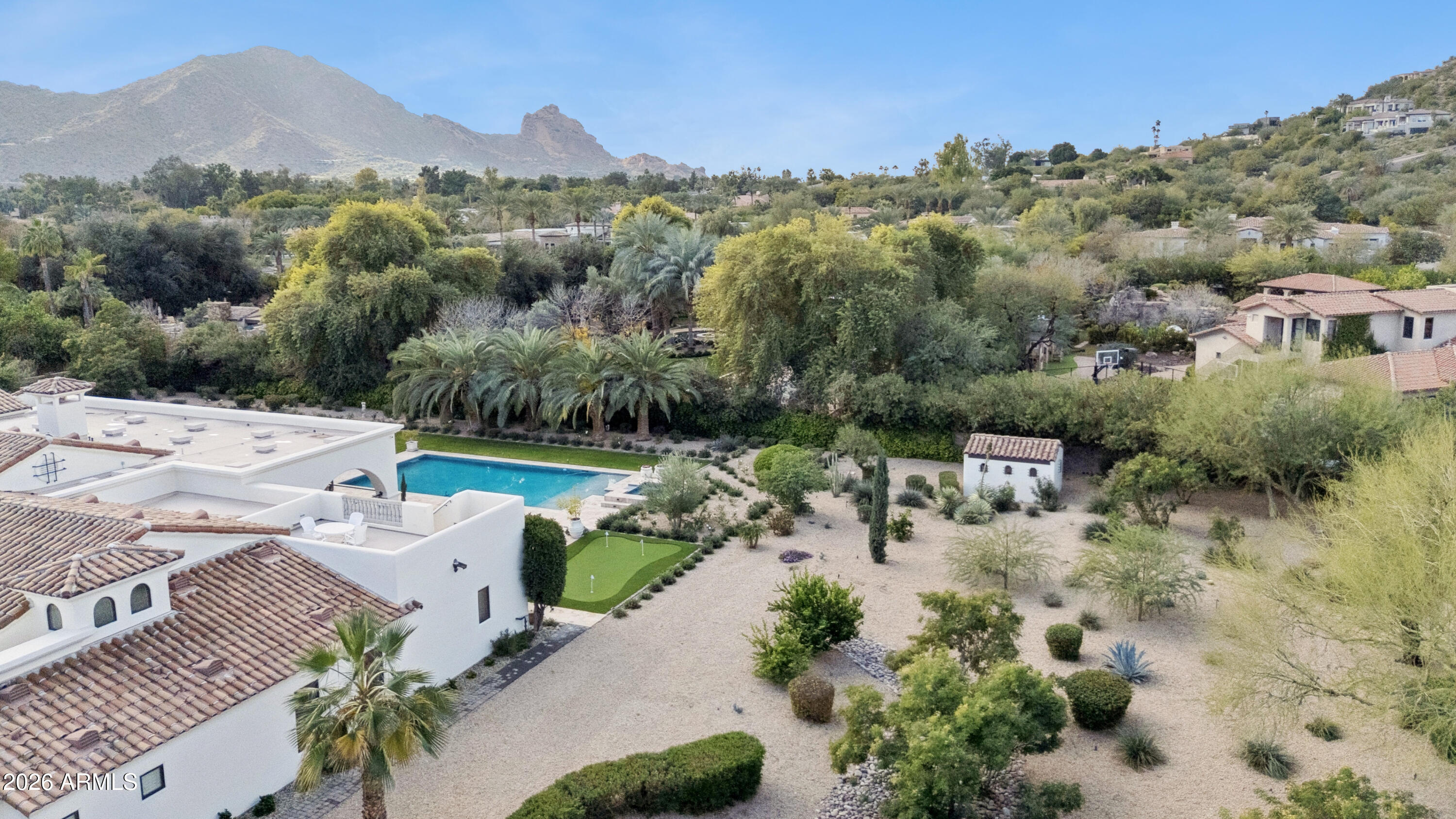 6674 East Judson Road Paradise Valley, AZ 85253 - Photo 81 of 92 an aerial view of a house with a garden