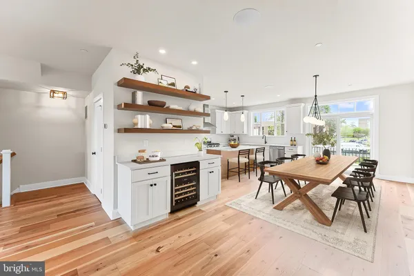 a view of a dining room kitchen and a window