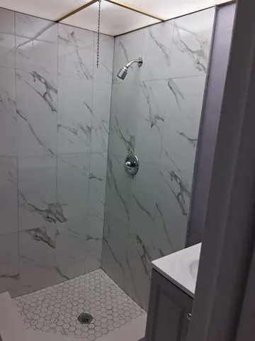 a bathroom with a shower