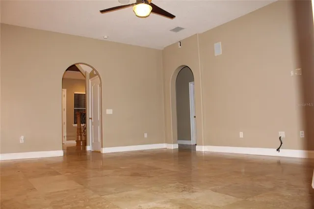 a view of a small space with a window