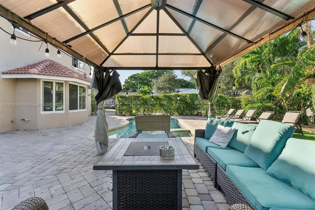 a outdoor space with a couch