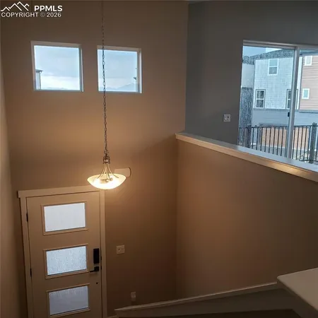 a view of a livingroom with a window