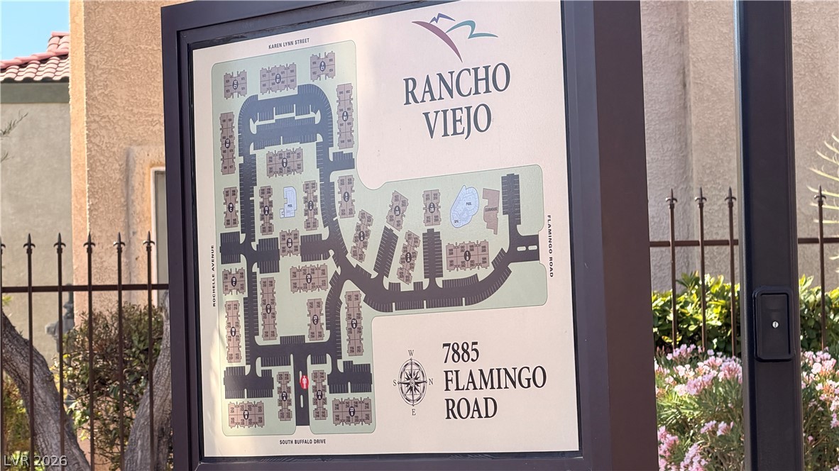 7885 West Flamingo Road, Unit 1131 Las Vegas, NV 89147 - Photo 2 of 36 Navigate the community layout with this informative site plan, featuring pools and residential buildings.