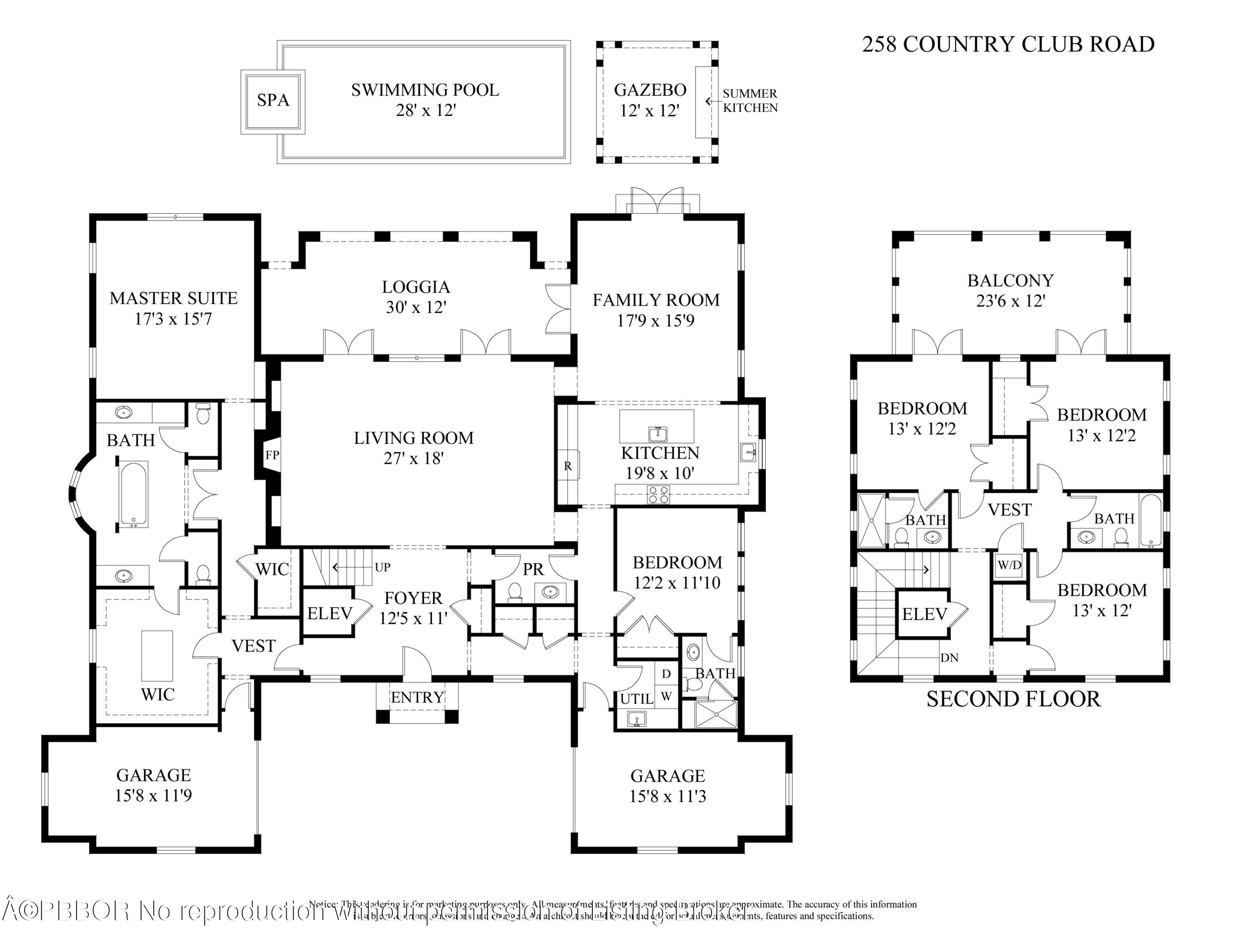 258 Country Club Road Palm Beach, FL 33480 - Photo 20 of 20 258 Country Club Rd floor plan