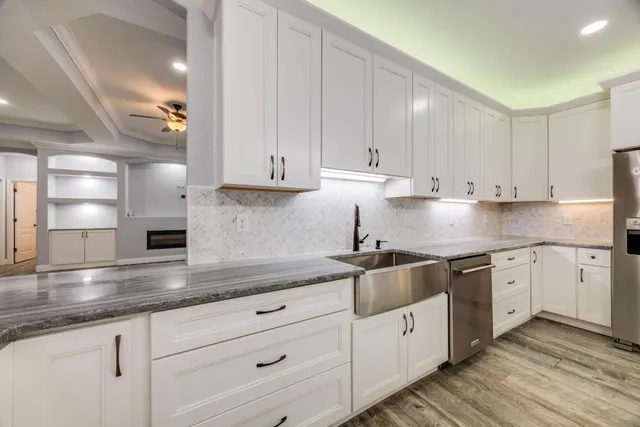 a view of a room with racks on the wall