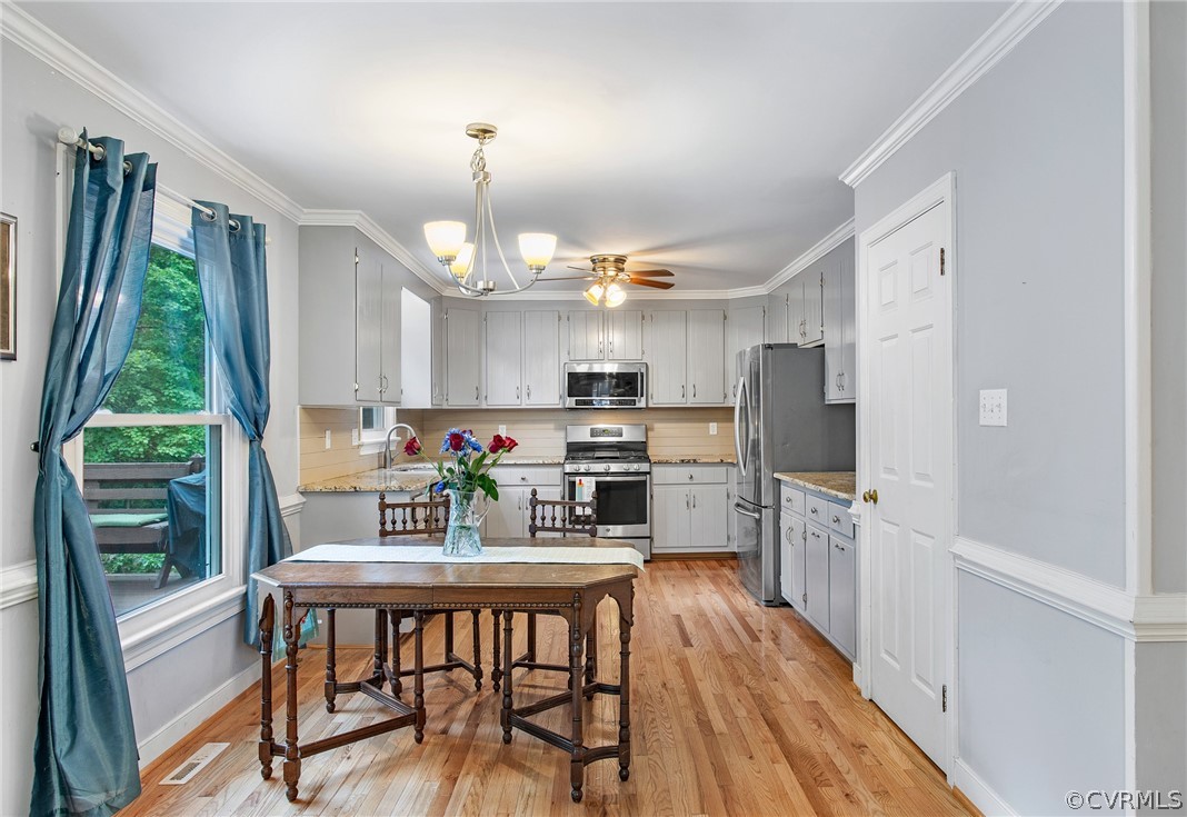 1213 Kingscross Road Midlothian, VA 23114 - Photo 11 of 39 a kitchen with kitchen island a large counter top space appliances and a dining table