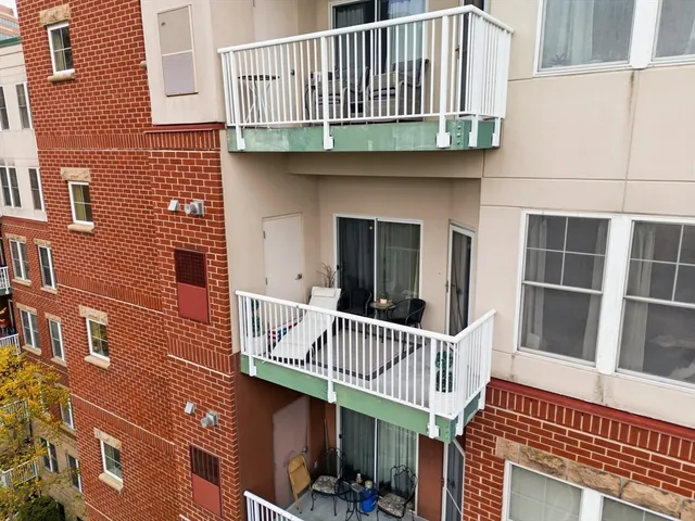 a balcony with a window
