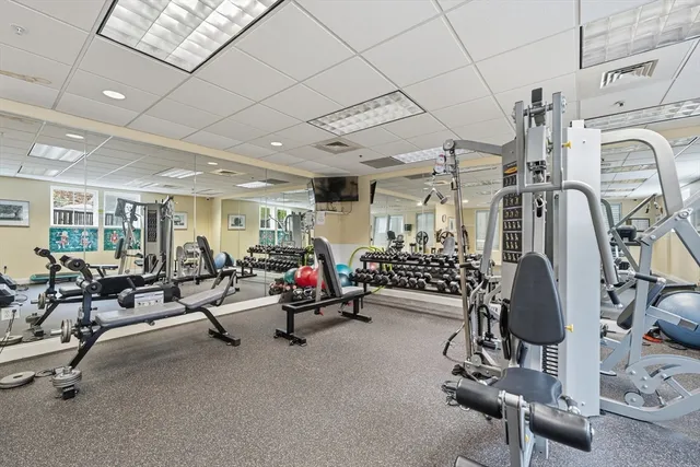 a view of a room with gym equipment