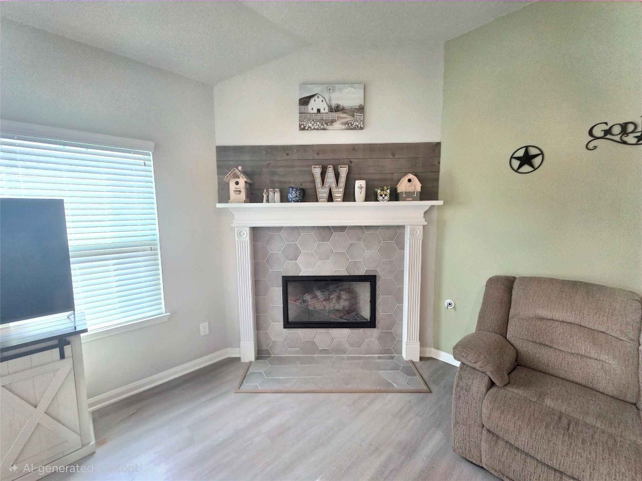 20232 Torrey Pines Lane Cleveland, TX 77327 - Photo 7 of 33 a living room with furniture and a fireplace