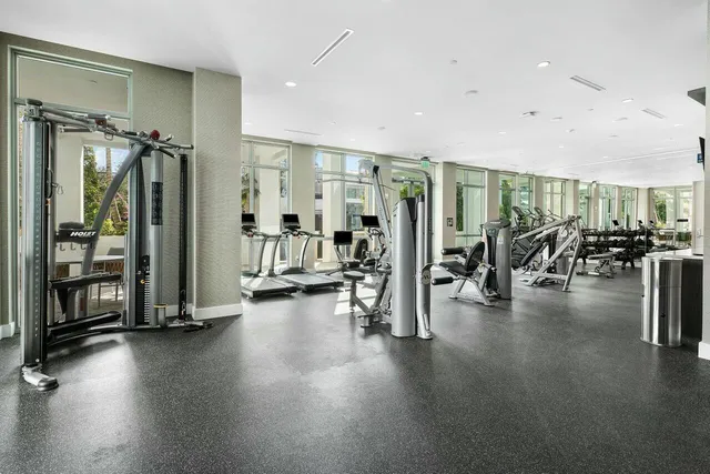 a view of a room with gym equipment
