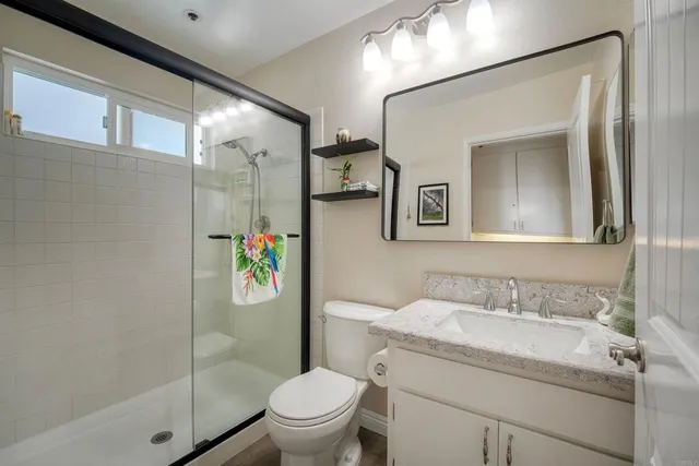 a view of an outdoor space and swimming pool