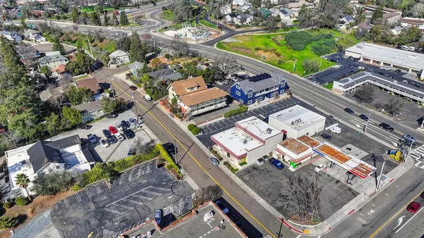 an aerial view of multiple house