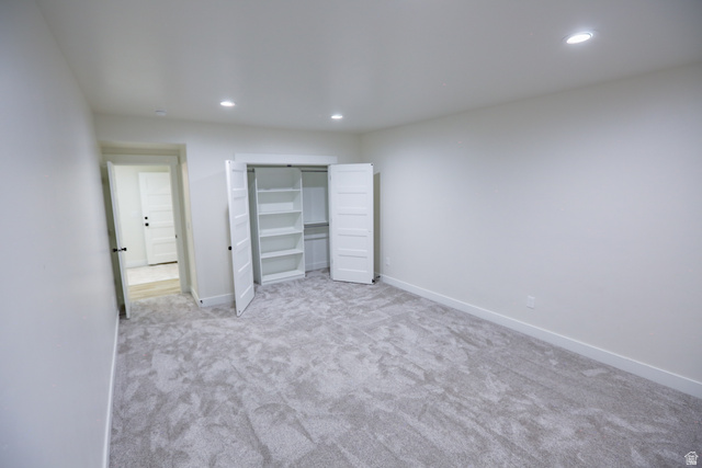 126 North 800 West Mapleton, UT 84664 - Photo 63 of 79 Unfurnished bedroom with light colored carpet, a closet, and recessed lighting