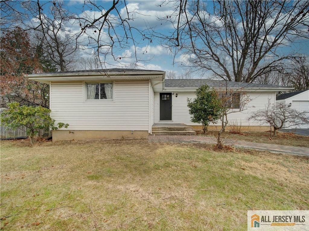 a view of a yard of a house
