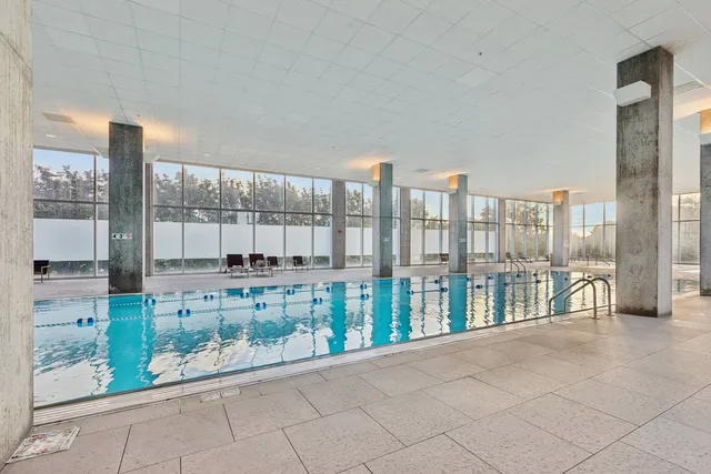 a view of a building from a balcony