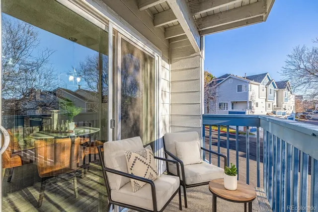 a view of a wooden roof deck