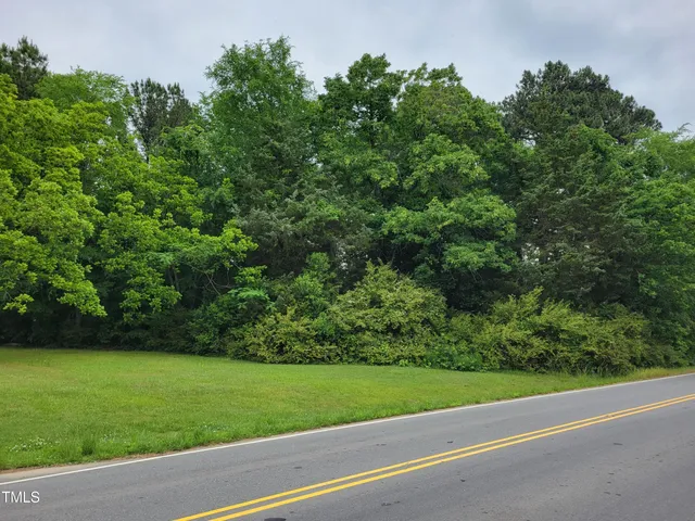 a view of a road from a yard