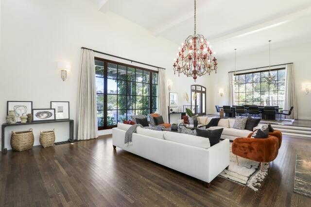 780 Mission Canyon Road Santa Barbara, CA 93105 - Photo 17 of 97 a living room with furniture chandelier and wooden floor