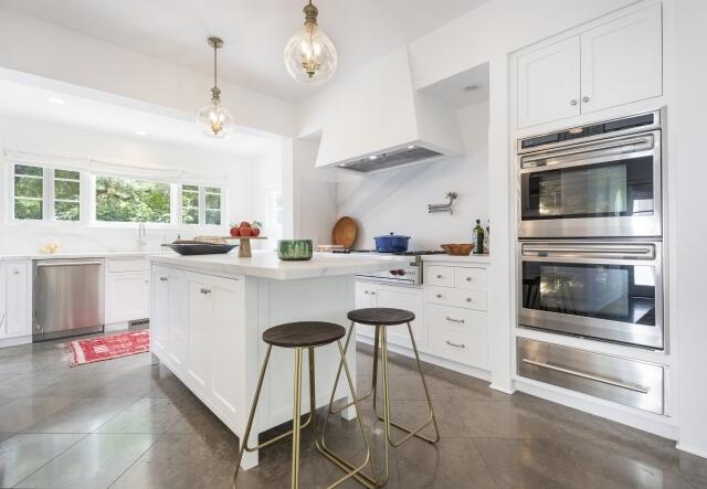 780 Mission Canyon Road Santa Barbara, CA 93105 - Photo 28 of 97 a kitchen with stainless steel appliances kitchen island granite countertop a sink and cabinets