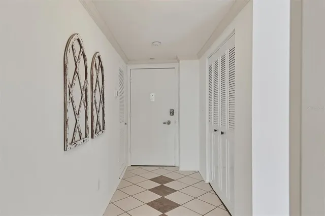 a view of a hallway with entryway