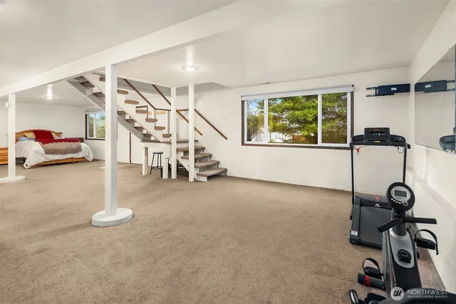 a view of a room with gym equipment