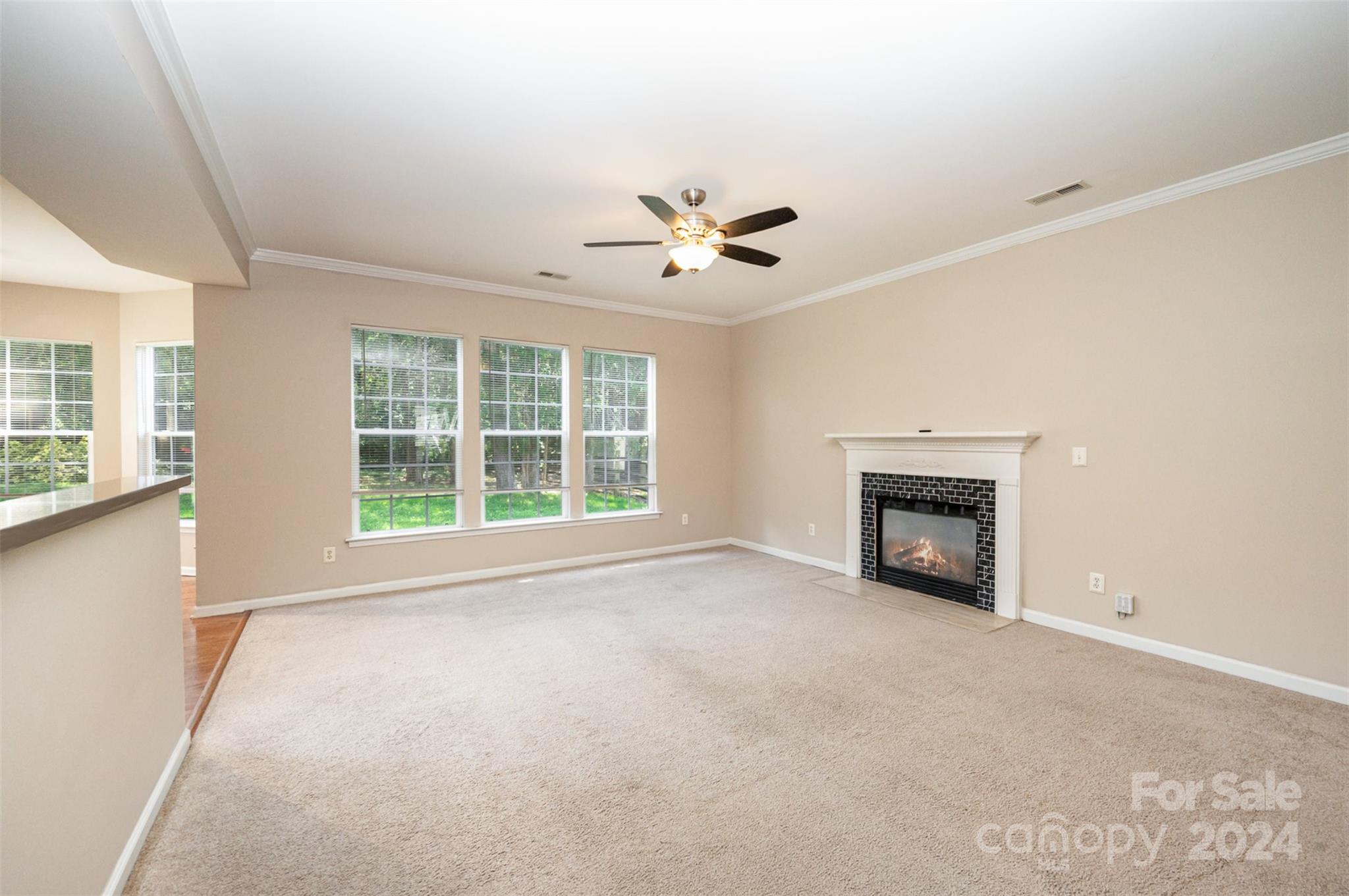 12032 Regent Ridge Lane Charlotte, NC 28278 - Photo 4 of 25 an empty room with chandelier fan and windows