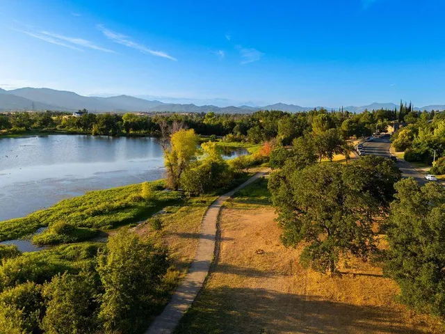 a view of a lake with a mountain in the background