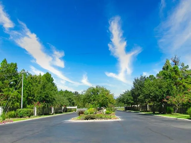 a view of a street with a building in the background