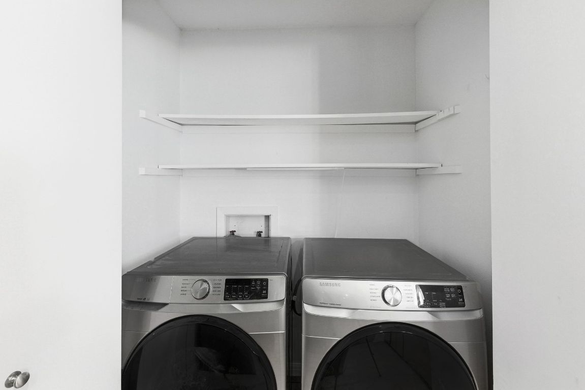 6210 Shadow Valley Drive, Unit B Austin, TX 78731 - Photo 15 of 28 Laundry room featuring washing machine and clothes dryer