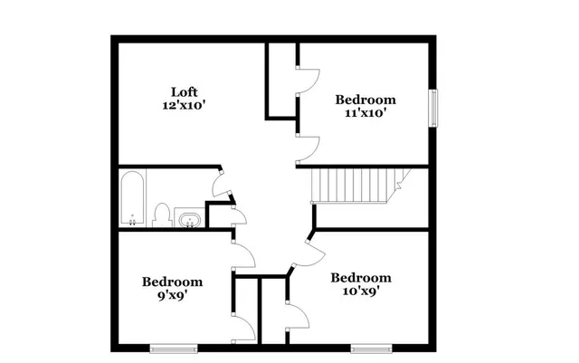 a picture of a bench in a white building