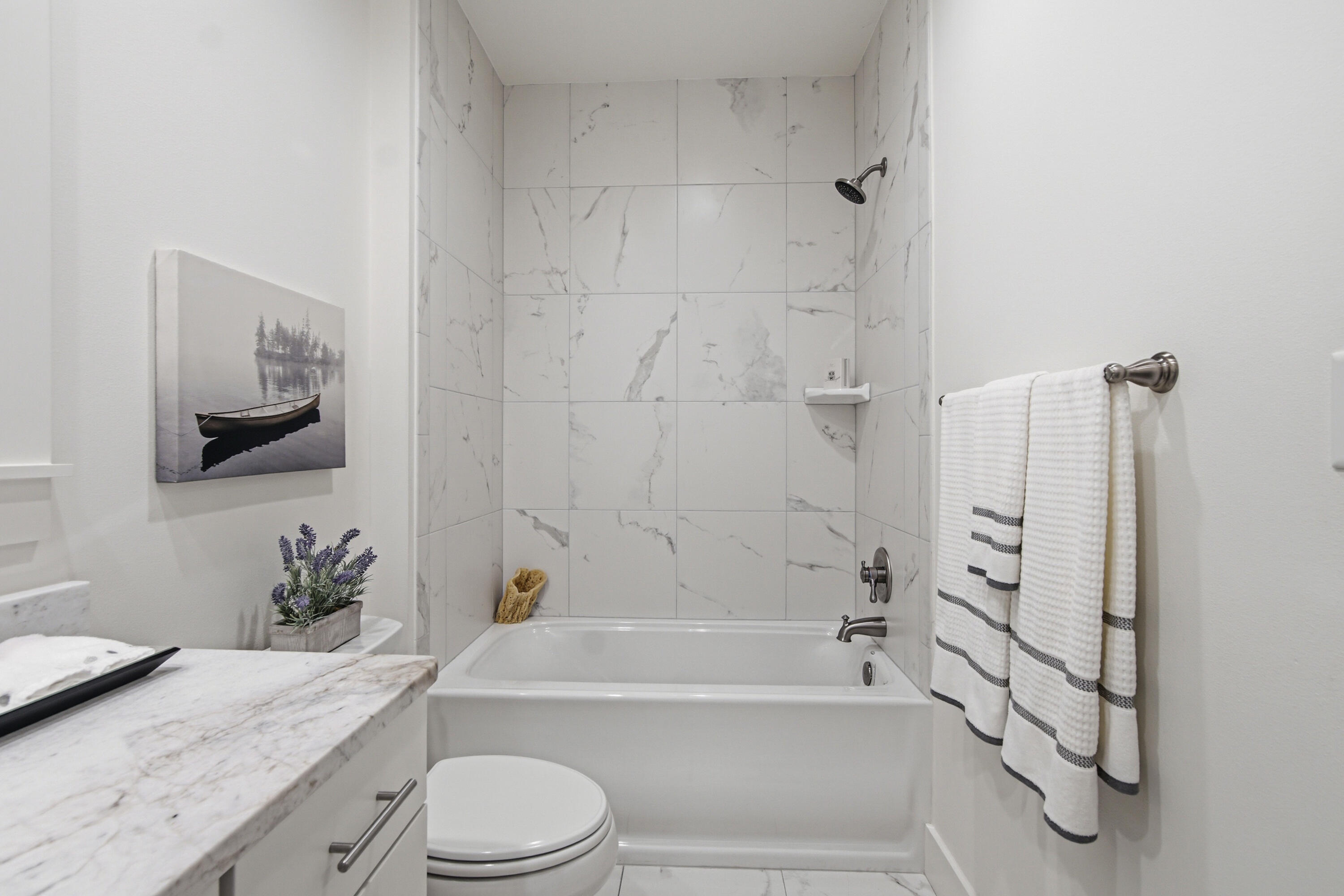 755 Breakers Street, Unit LOT 50 Inlet Beach, FL 32461 - Photo 40 of 61 a bathroom with a granite countertop sink toilet and bathtub