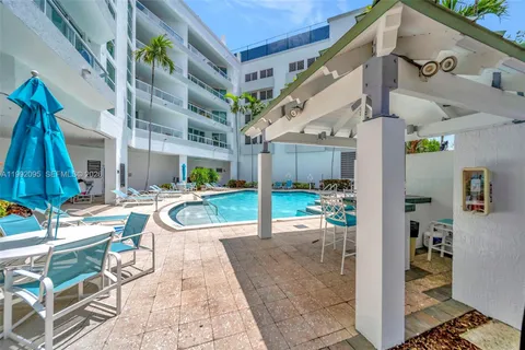 a swimming pool with outdoor view