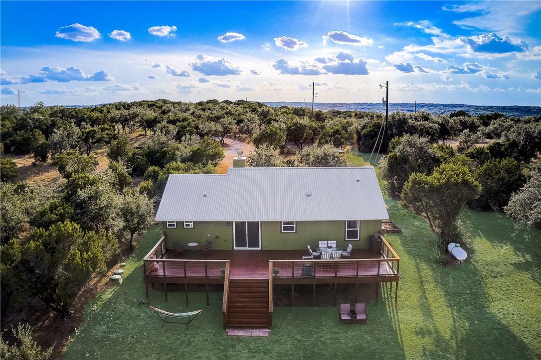 an aerial view of a house